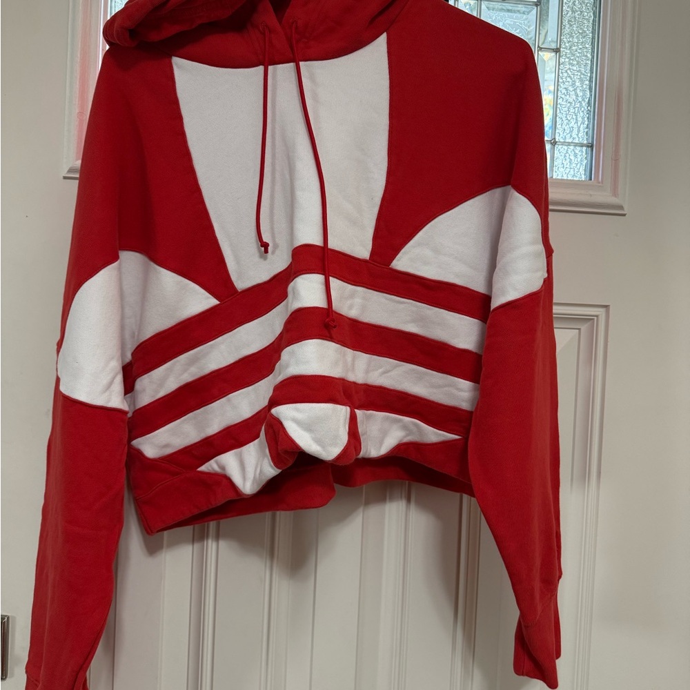 adidas Red and White Women's Sweater